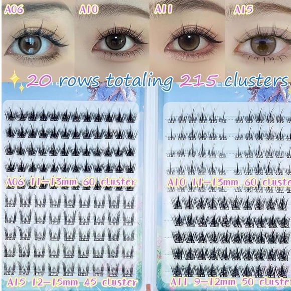 Eyelash Extension Kit  20 Rows Glue Free 205pcs 4-in-1 Independent Lashes - Picture 1 of 4
